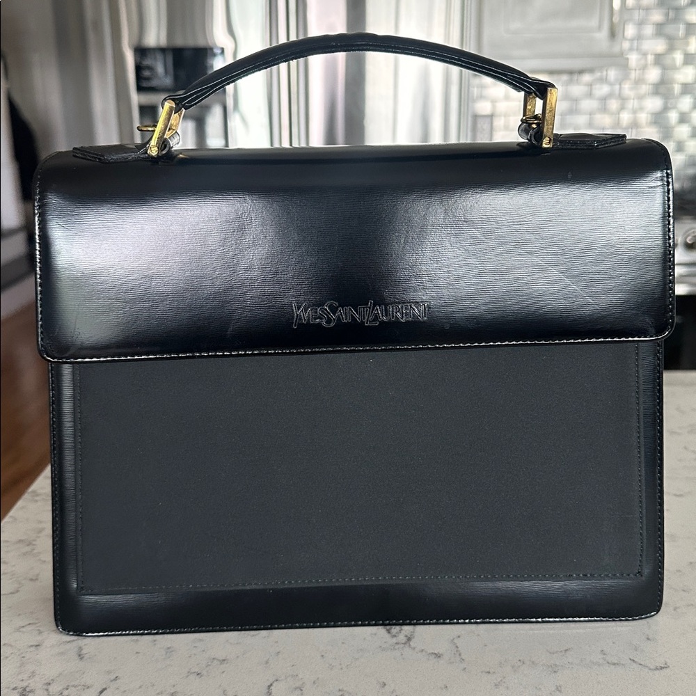 Yves Saint Laurent Black Glossy Clutch